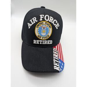 Air Force Retired - USA Baseball Cap, Adjust band. Black w/ Patch/ Heavy Cap!